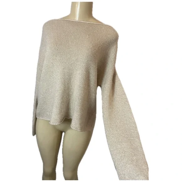 W.Cashmere Cora Boat Neck Sweater Linen Cashmere Blend Beige Oversized Size XS - Picture 4 of 6